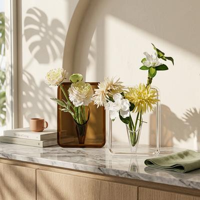 Frame Flower Vase - Clear Acrylic Vase for Flowers, Modern Art Vases for Home Decor, Unique Decorative Vases