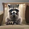 1pc Modern Raccoon Cushion Cover with Zipper Closure - Soft Short Plush Suitable for Home, Sofa, Bed & Office Decor, Adorable Raccoon Print Pillowcase