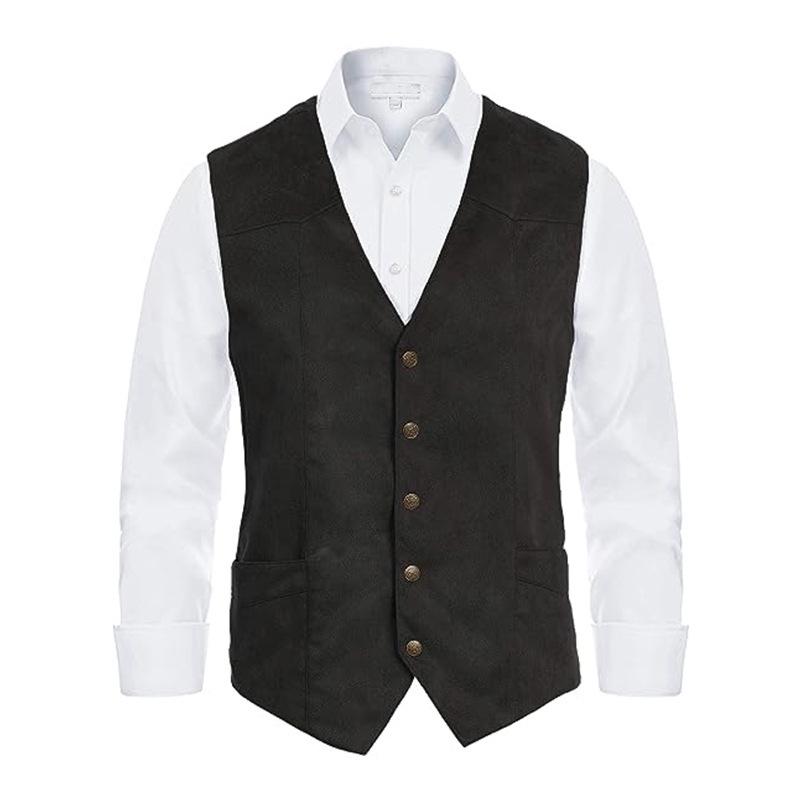 Men's Retro Slim Fit V-Neck Suit Vest for Formal and Casual Wear