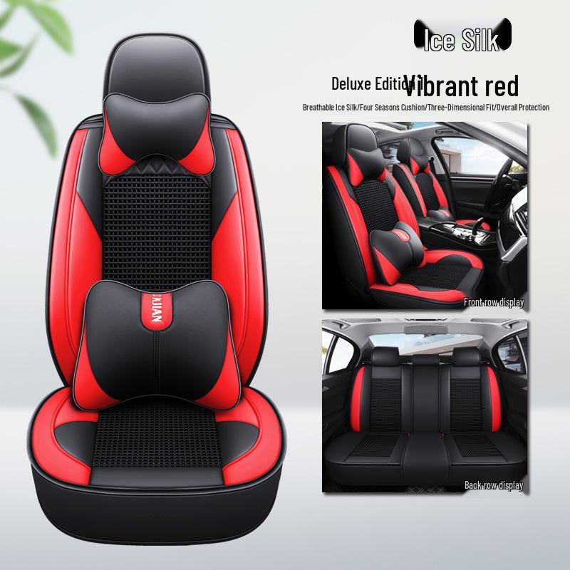 All-Season Leather & Ice Silk Car Seat Cushions for Golf Corolla RAV4 Romeo
