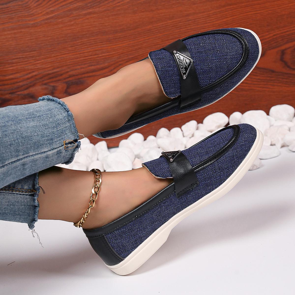 

Осінні жіночі туфлі на плоскій підошві великих розмірів Лофери з полотняної тканини Повсякденне взуття для жінок Прогулянкове взуття Кросівки на відкритому повітрі Жіноче взуття на низькій підошві 43 синій