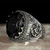New Inlaid Emerald Mens Luxury Ring Retro Domineering Personality Jewelry for Banquet Party Gifts
