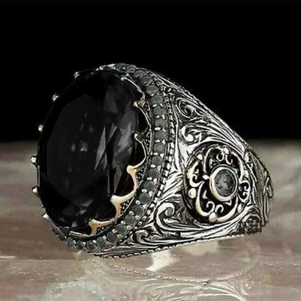 New Inlaid Emerald Mens Luxury Ring Retro Domineering Personality Jewelry for Banquet Party Gifts