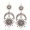 Big Luxury Sun Moon Stars Drop Earrings Rhinestone Punk Earrings for Women Jewelry Boho Vintage Statement Earrings