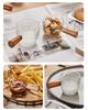 Glass Espresso Bean Measuring Cup with Double Spout, Wooden Handle, and Small Milk Jug