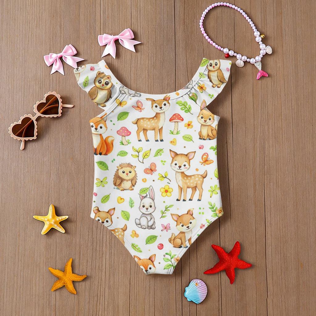 Girls One Piece Swimsuit Summer Animal Print Kids Swimwear Sleeveless Casual Beachwear Toddler Bathing Suit for Children