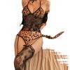 Sexy lingerie bunny nightclub maid sexy passion uniform teasing one-piece leopard print mesh