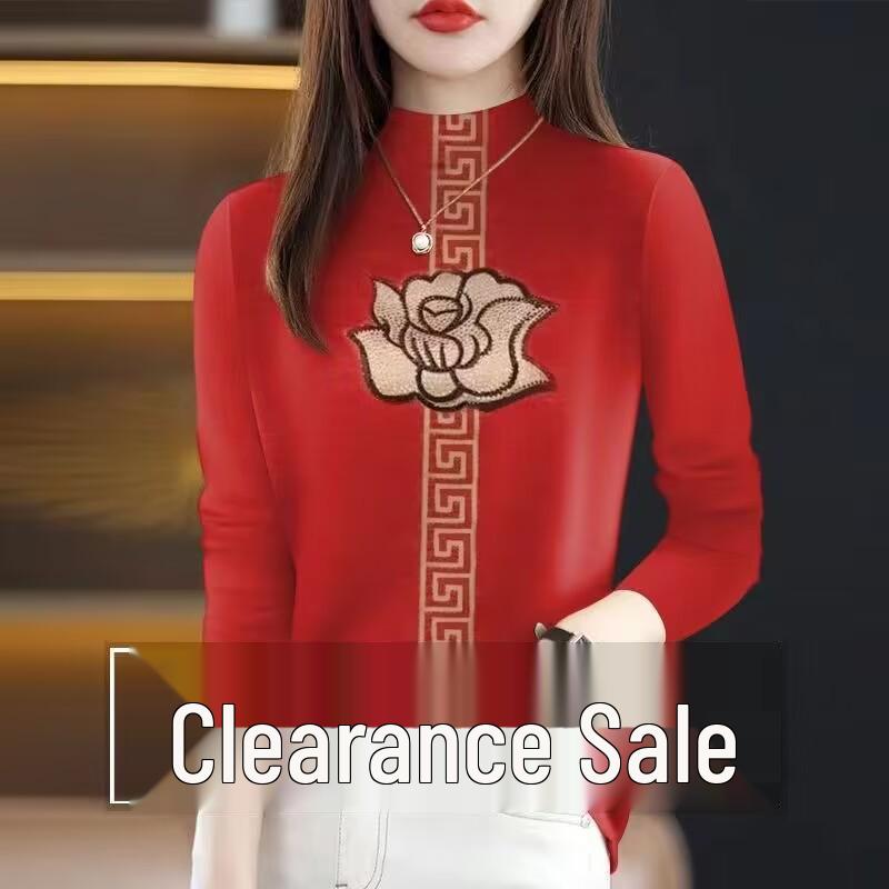 

Plus Size Velvet-Lined Long Sleeve Base Shirt for Women 2XL (125-140 jin)