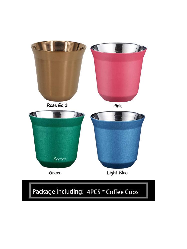 Double Wall Stainless Steel Espresso Cup  Nespresso Pixie Insulation Coffee Shape Cute  Capsule Thermo   Mugs 80ml