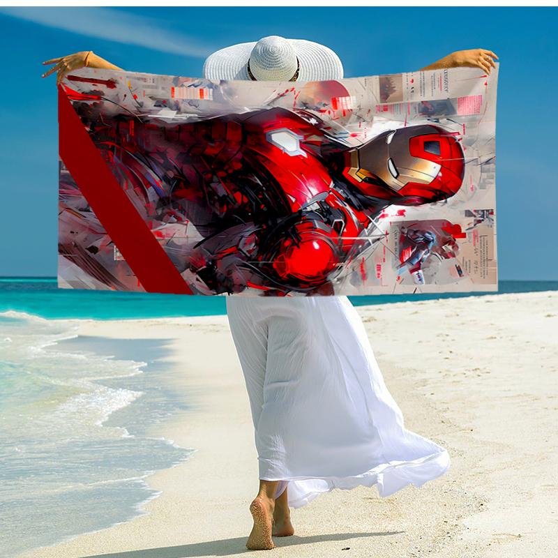 Ultra-Soft Beach Towel with Iron-Man Theme,Ideal for Pool - Camping, Diving - Perfect Travel Essential, Vibrant Beach Towel.