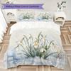 White Snowdrop Floral Pattern Bedding uilt Set uilt Cover Pillowcase Home Decoration Birthday Gift (1 * duvet cover + 2 * pillowcase without core)