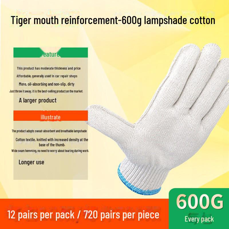 Cotton Yarn Work Gloves for Construction and Labor Protection
