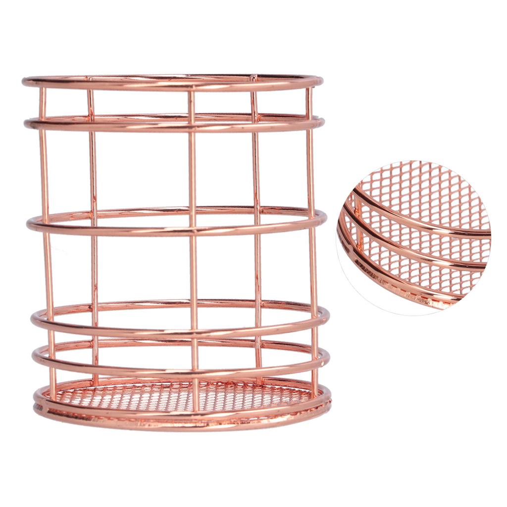 Round Hollow Chopstick Cage Multifunctional Desktop Pen Holder Organizer for Home KitchenRose Gold