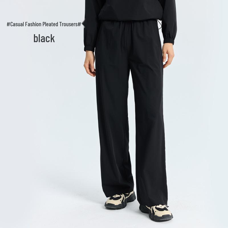 

Women s Summer UV Protection Lightweight Pleated Pants - Breathable, Mosquito Repellent, Sun Protection Casual Long Style XL чорний