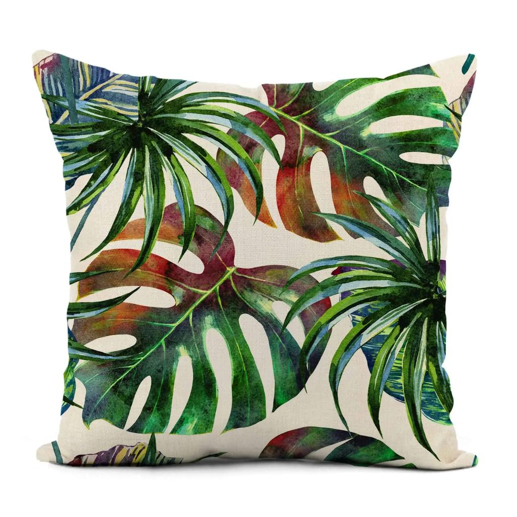 Home Decor Tropical Leaf & Bird Of Paradise Pillow Covers Pattern Cushion Cover Suitable For Sofa Bedroom Car Pillow Cover