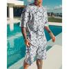Summer New Men's Suit 3D Printig Geometric Patterns Short Sleeve  Shirt Shorts Suit Fashion Shirt Men's Two Piece Set Streetwear