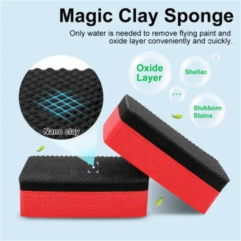 5Pcs Car Cleaning Eraser Clay Bar Pad Sponge Block Waxing Polishing Pad Car Cleaning Tools Auto Detail Cleaning Accessorie