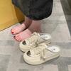 Fashion Outside Black Canvas Round Toe Slides Thick Shoes Women's Slippers and Ladies Sandals Height White Top Designs Small Size Unique