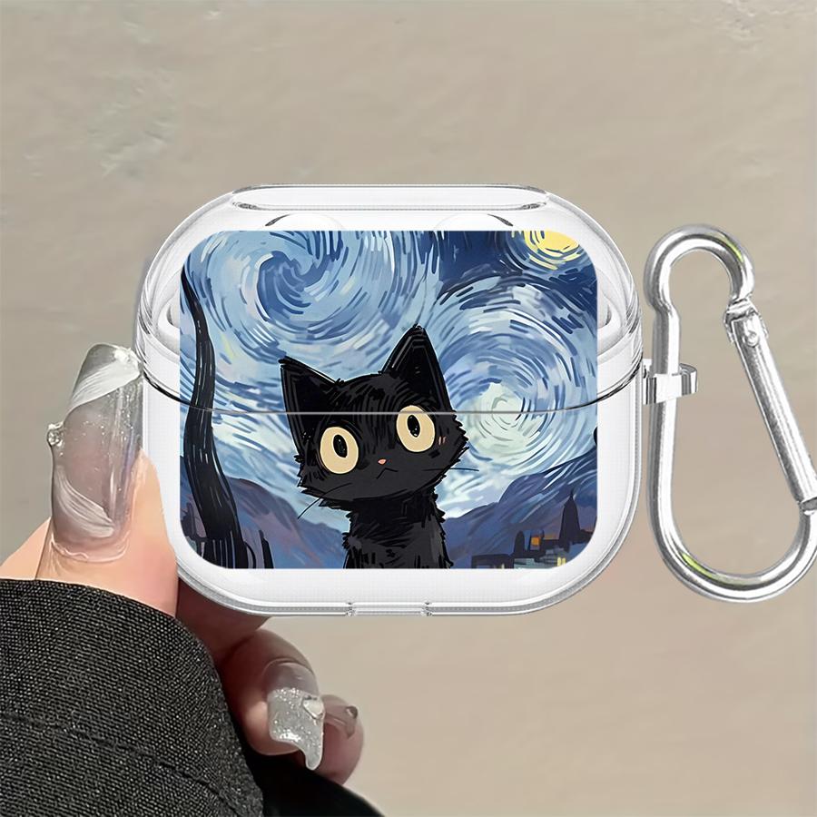 Clear Earphone Cases Cover With Hook Case For Samsung Galaxy Buds 2 4 Pro Live 2Pro 4Pro 3Pro 3 FE Cartoon Cat