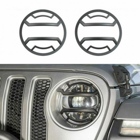 Front Headlight Lamp Guard Cover Trim Decor Black For Jeep Wrangler JL JT 2018+