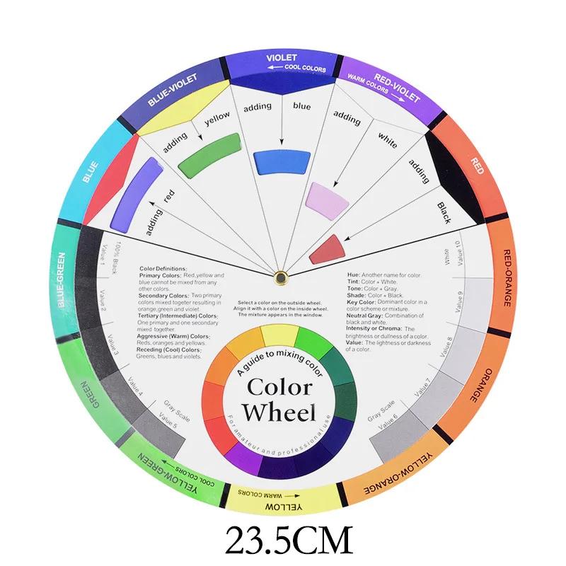 Rueda de Colores Creativa, Guía de Aprendizaje para Mezclar Pinturas, Herramienta de Enseñanza para Clases de Arte de Maquillaje, Pintura, Tatuaje, Tablero de Mezcla de Colores
