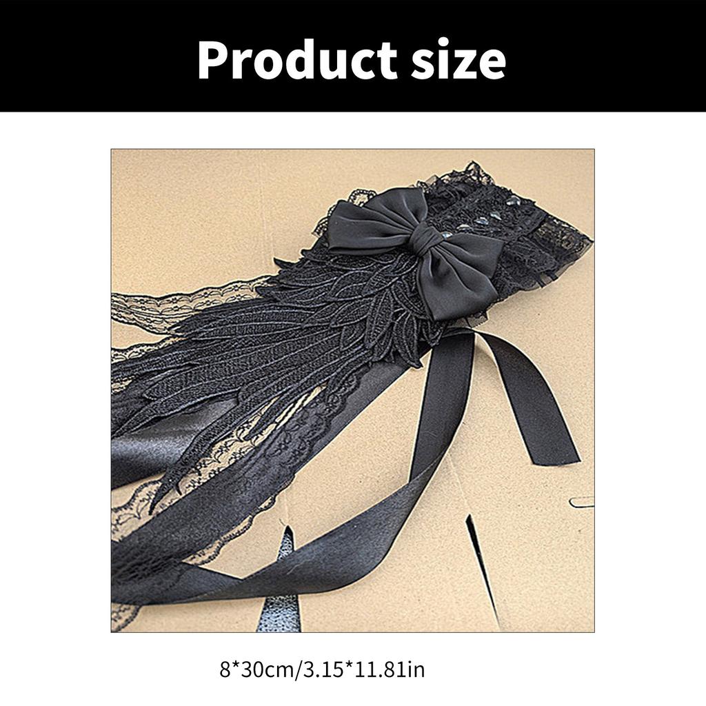 Gothic Punk Lace Bowknot Headband With Crosses Wing Designs Hair Accessory for Women Girls Cosplay Event Outfits