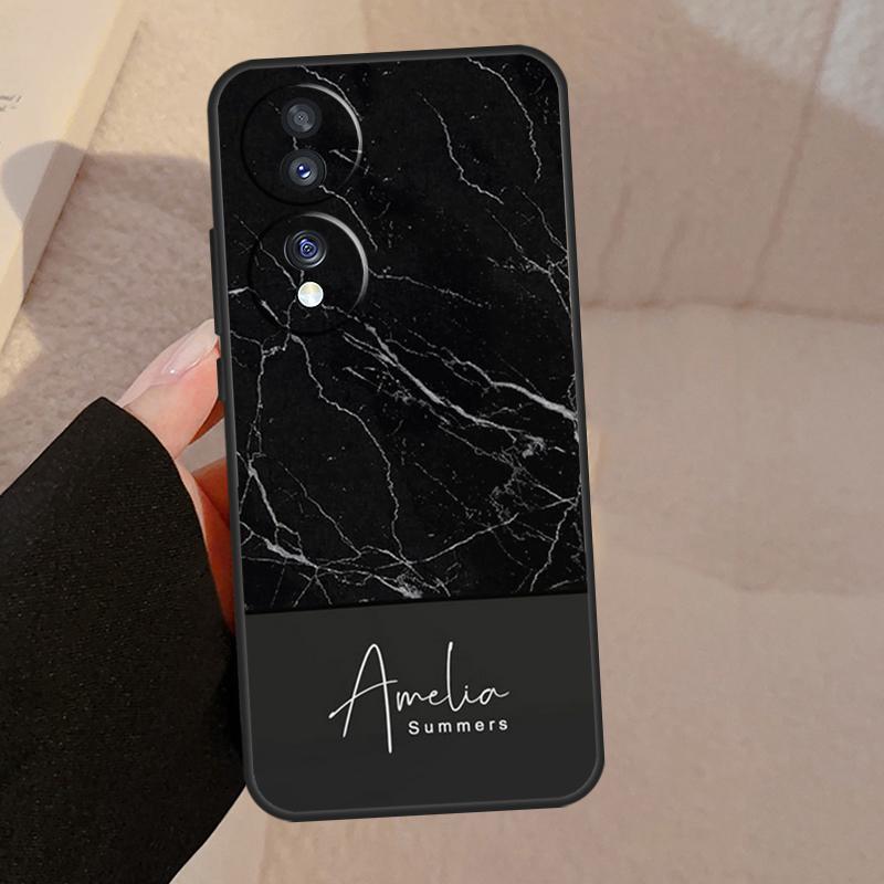 Personalised Signature Surname Marble For Honor 90 70 Lite Magic 5 Pro 8X 9X Phone Case For Honor X8a X9a X7a X6a X9 X7 X8 X9b