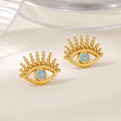 Envío Gratis Pendientes Góticos con Goteo de Aceite Ojo Maligno para Mujer Acero Inoxidable Pendiente de Presión 2025 Tendencia Boda Zirconia