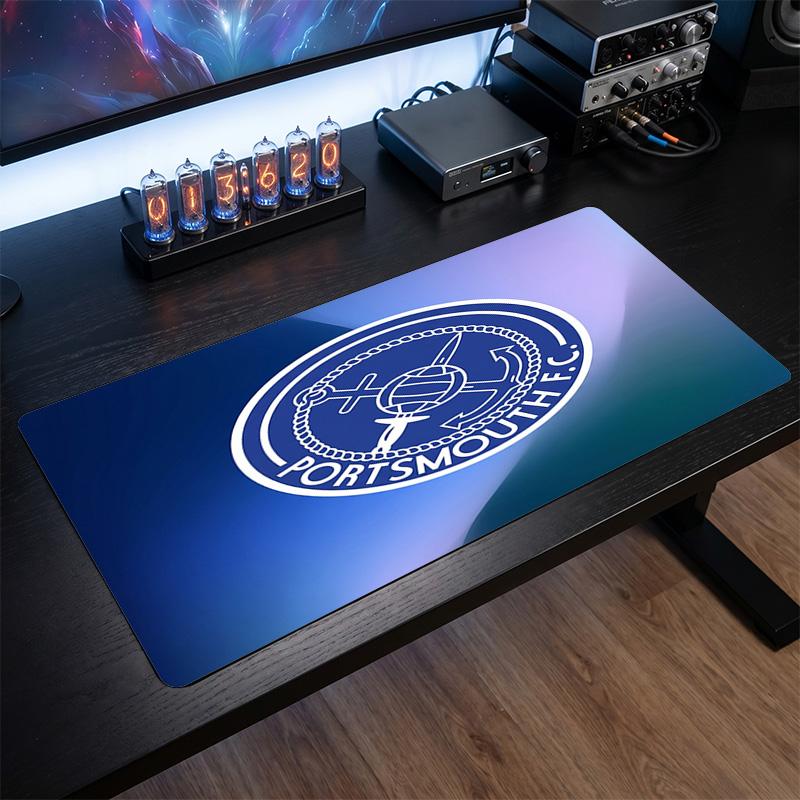 Portsmouth FC Theme Pattern Mouse Pad, Soccer Logo Design XXL Gaming Desk Mat Non-Slip Computer Mouse Pad