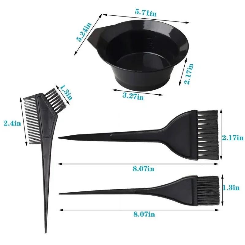 9/5Pcs Set Home Salon Hair Dyeing Brush Hair Dyeing Cream Bowl Coloring Brush Comb Earcap Clips Dyeing Cape Kits Hair Tint Tool