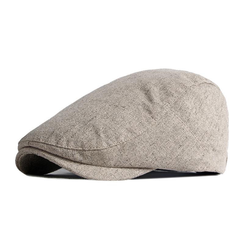 Schiebermützen für Männer Dünne Atmungsaktive Kappe Herren Einfarbiges Barett Damen Britische Vintage Schiebermützen Gatsby Malermützen 54-59cm khaki