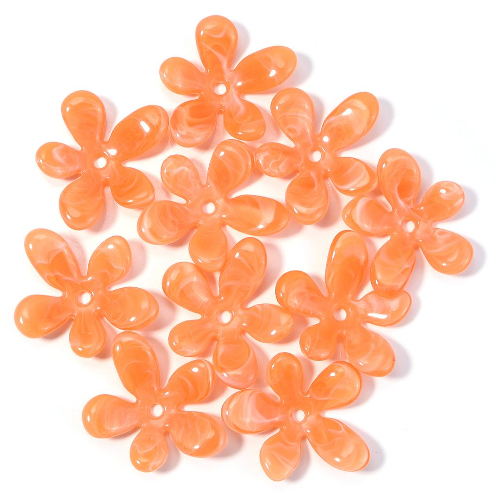 10Pcs Irregular Flower Acrylic Beads Dual Color Flower Spacer Beads Charms Bead Caps For Jewelry Making Diy Bracelet Necklace