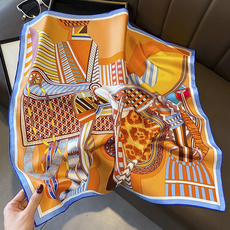 Hangzhou Floral Mulberry Silk Square Scarf - 70cm Silk Twill Women's Neck Accessory