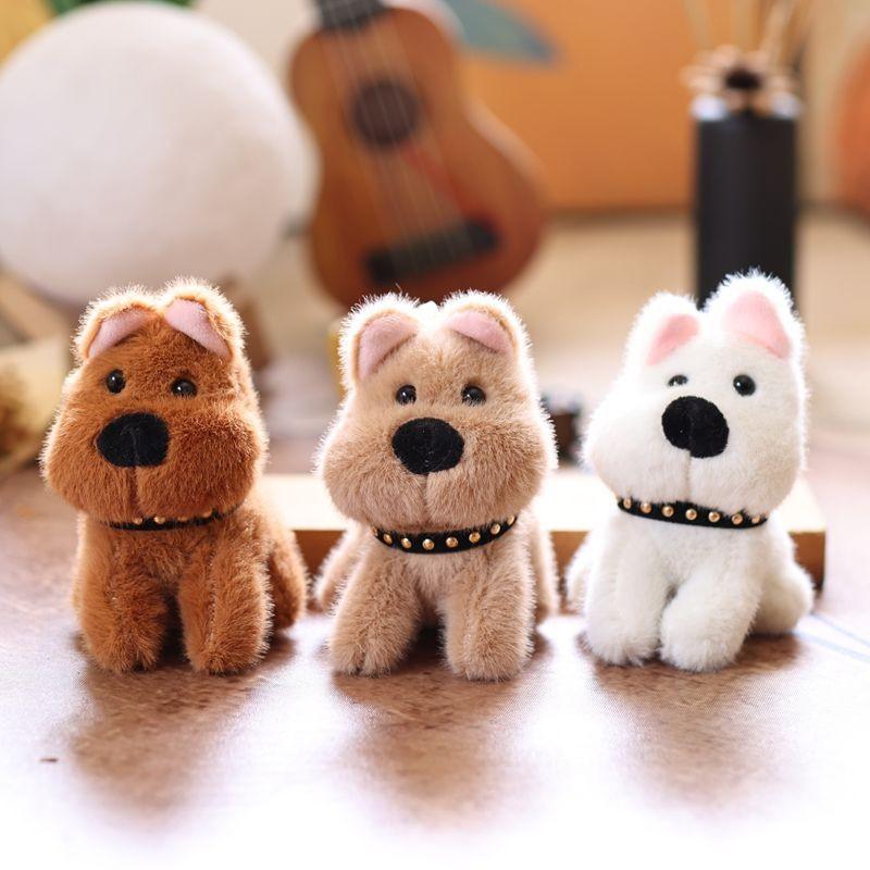 West Highland Plush Dog Doll With Key Chain And Pp Cotton Filling For Bag Decor