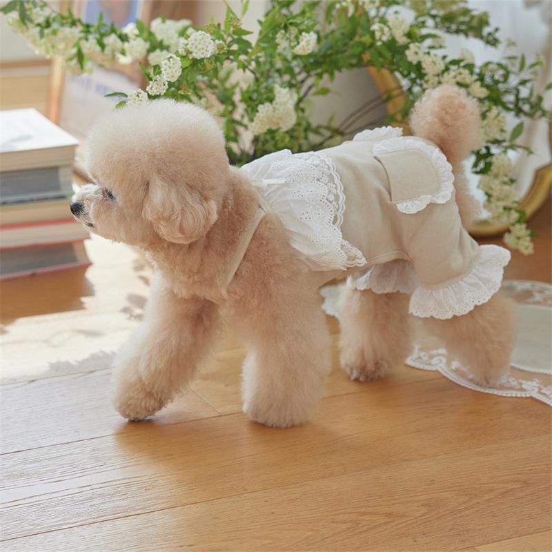 Pet Lace Jumpsuit Cute Pet Teddy Overalls Spring Cat Pants Puppy Clothes Dog Pajamas Dog Clothes for Small Dogs
