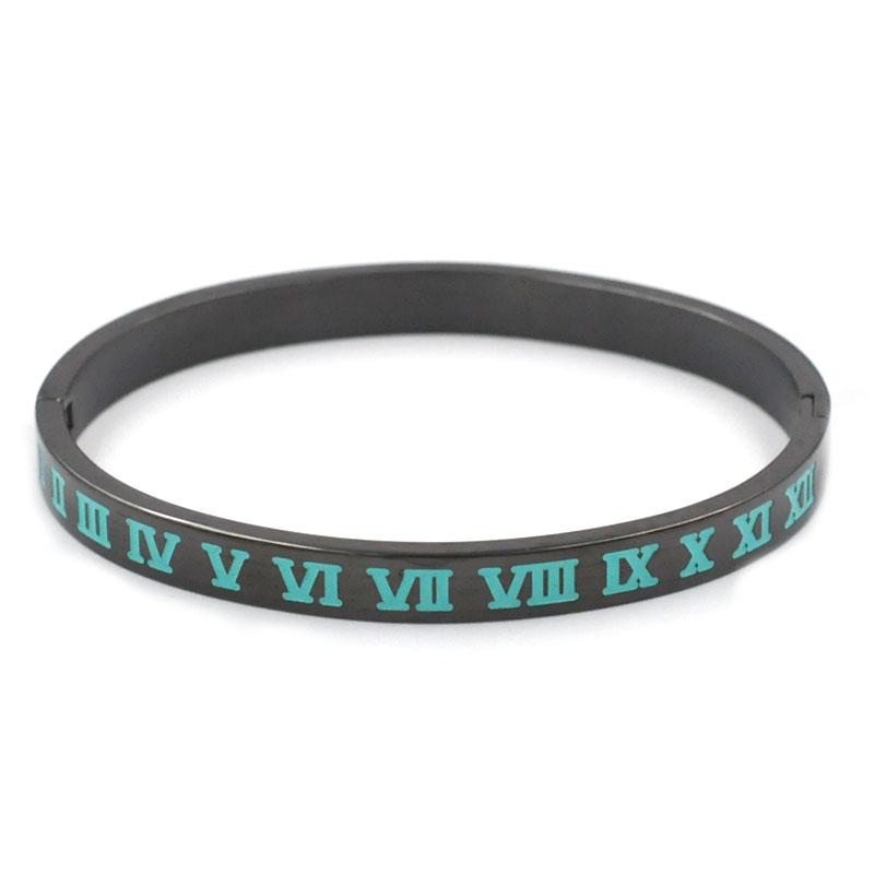 New Brand Luxury Enamel Stainless Steel Roman Numeral Bangles for Women Titanium Steel Jewelry Accessories Lucky Gift