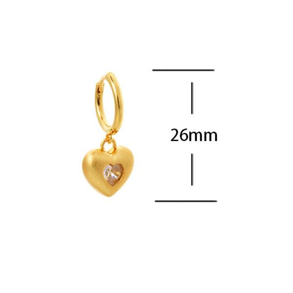 2026 French Style Brushed Heart Huggie Earrings - Matte Gold Silver Zircon Inlaid Heart Drop Earrings for Women Niche Design Jewelry