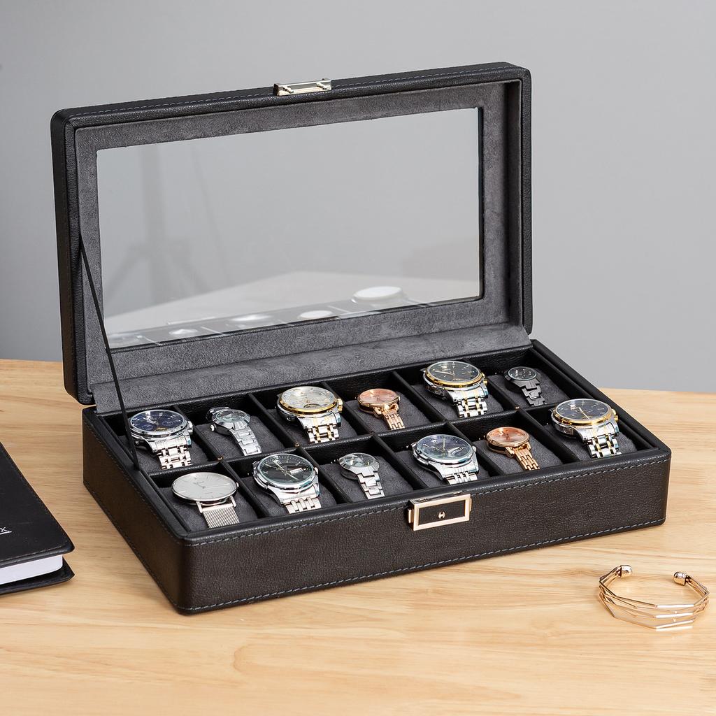 Leather Watch Storage Box Multifunctional Jewelry Organizer Boxes Black Portable Wrist Watches Jewelry Display Packaging Case