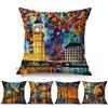 Nordic Multicolor Oil Painting Art Decoration Sofa Cushion Cover Famous Vintage Building Landscape Car Throw Pillow Case Cojines