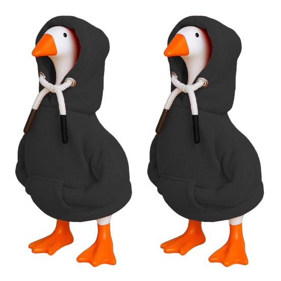 2Pcs Mini Goose Hoodie 7 Inch Desk Goose Outfit Tabletop Goose Statue Costume for Magnetic Goose Figurine Key Holder Table Decor