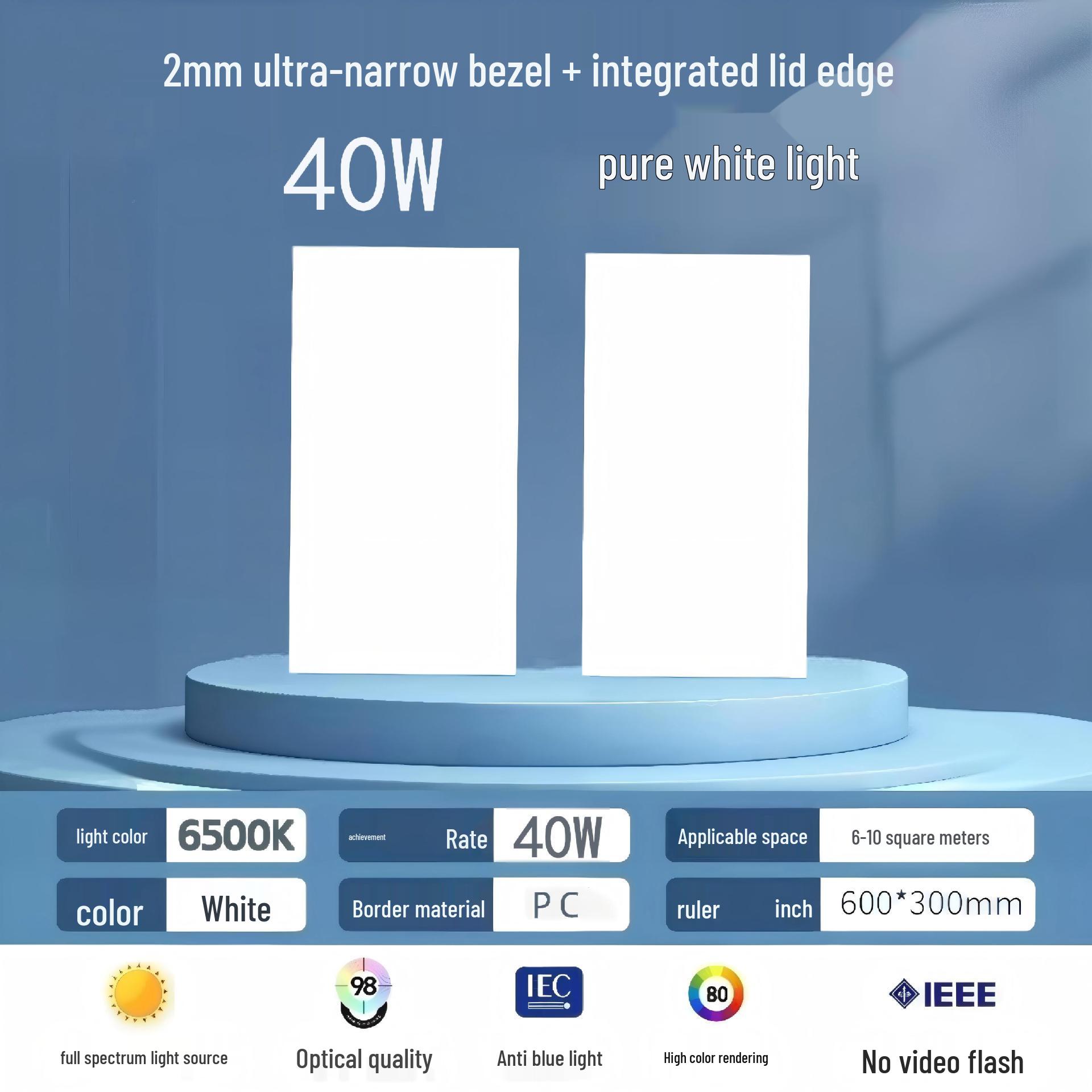 

Borderless LED Ceiling Light 300x600 for Kitchen & Bathroom 6500K