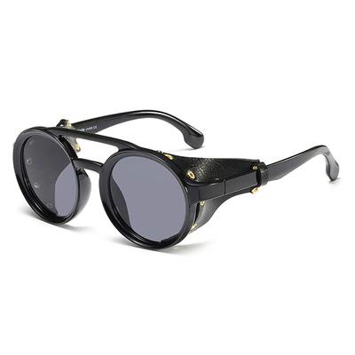 Gothic Motorcycle Sunglasses Retro Round Sunglasses Wraps Side Shield Retro Steam Punk Sunglasses Clothing [SHEEN KELLY] Men's