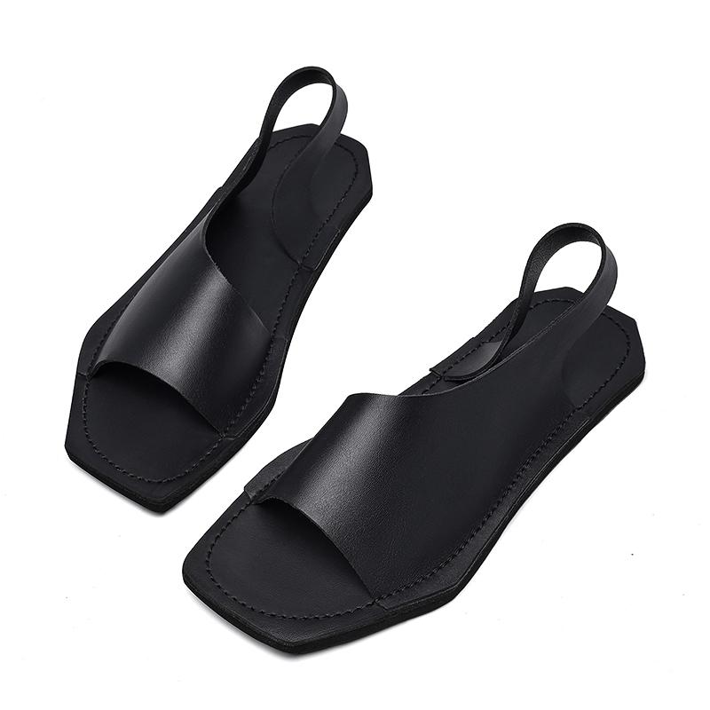 Fashion Casual Sandals Leather Male Flip Flops Stylish Open-toe Men's Sandals Summer Leisure Beach Flats Holiday Outdoor Male Slippers