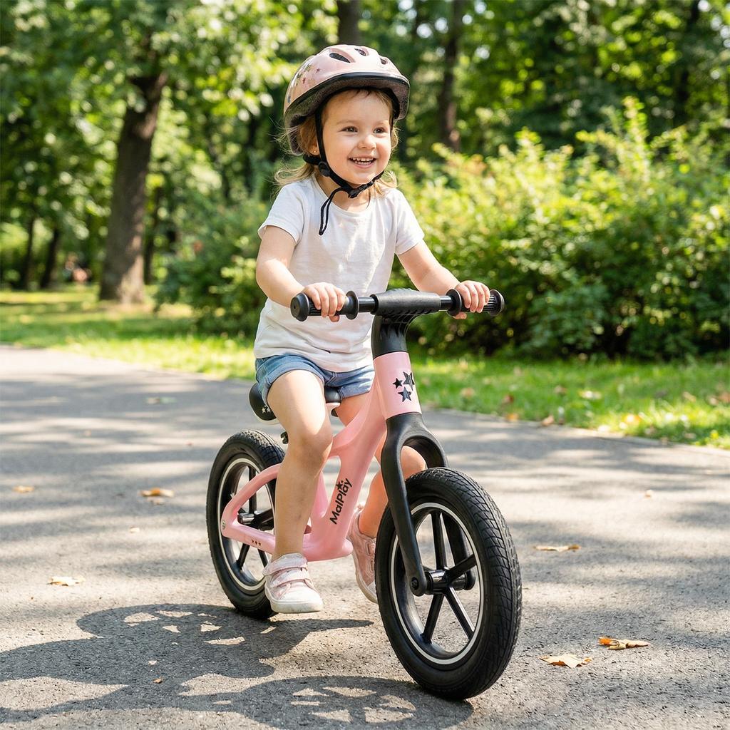 Malplay Nylu Pink 12" Kids Balance Bike with PU Wheels