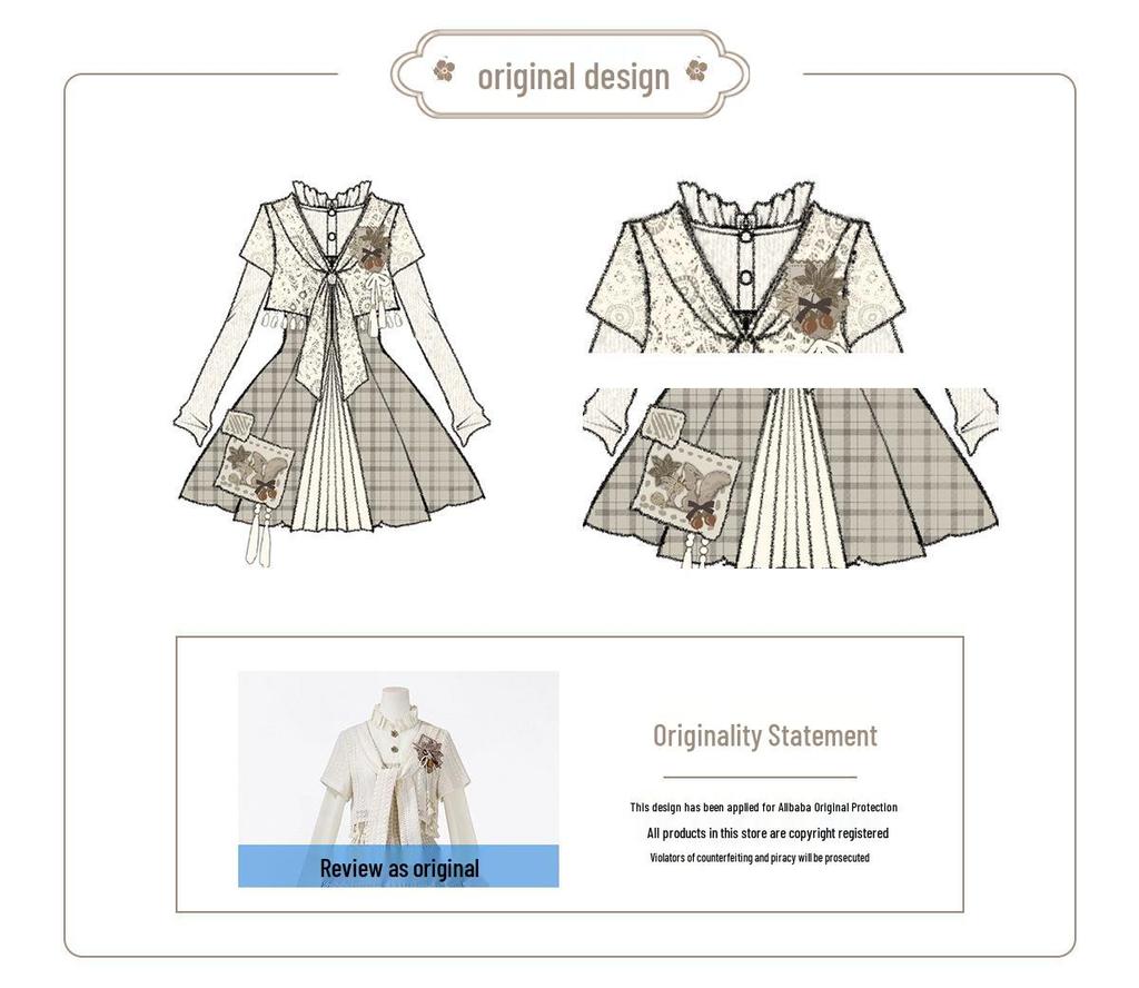 Yi Meng Ge Herbstfrucht Hanfu Damen Chinesischer Stil Oberteil & Kleid Set
