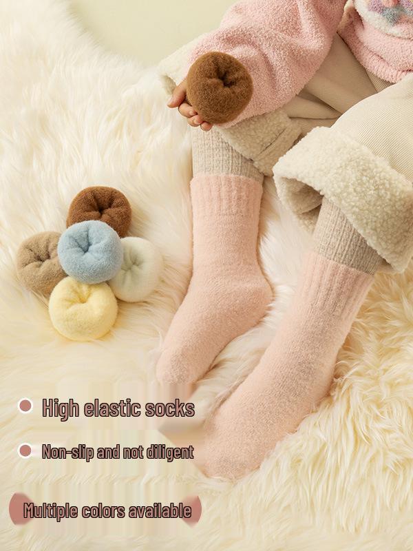 Cozy Fleece-Lined Winter Children's Over-the-Knee Socks - Thick, Warm, Anti-Pilling Candy Color