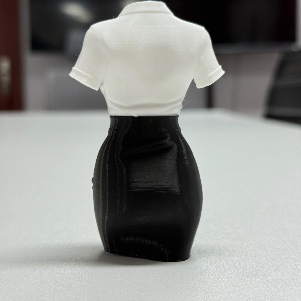 Leather Skirt Lady Half-Body Statue White Shirt Professional Clothing Figurine  Entryway Display