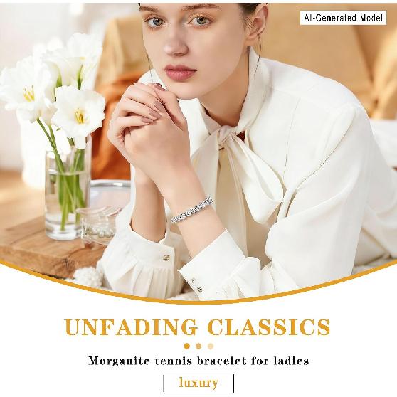 Moissanite Tennis Bracelets For Women,Platinum Plated Silver Bracelet,VVS1,Round Cut Bracelet,Hypoallergenic,Bezel 7/7.5 In,with Gift Box,Birthday