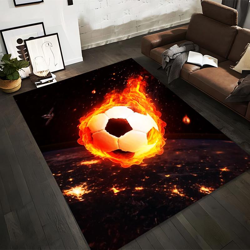 

Fiery Soccer Ball Carpet with Space Background for Modern Decor Suitable for use as an anti-slip for living room bedroom sofas 40x60cm( 15x23in )
