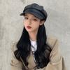 Keep Warm Vintage PU Beret Cap Solid Color Black Octagonal Hat Korean Leather Painter Hat  Casual